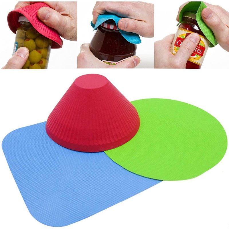 Random 1 Rubber Can Opener Pad - Multicolor, Reusable and Easy-to-Use Gripper Suitable for Elderly with Weak Hands - Ideal Kitchen Accessory, Perfect Gift